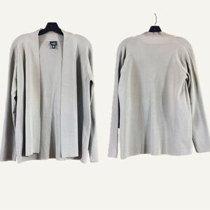 ⭐️2/$10 Eileen Fisher Open Cardigan Sweater Italian Yarn Tan Beige Neutral Small